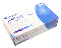 Перчатки нитриловые SafeTouch® Advanced Slim Blue без пудры, Голубой